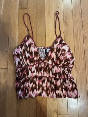 NWT H&M pink and brown patterned flowy cami top